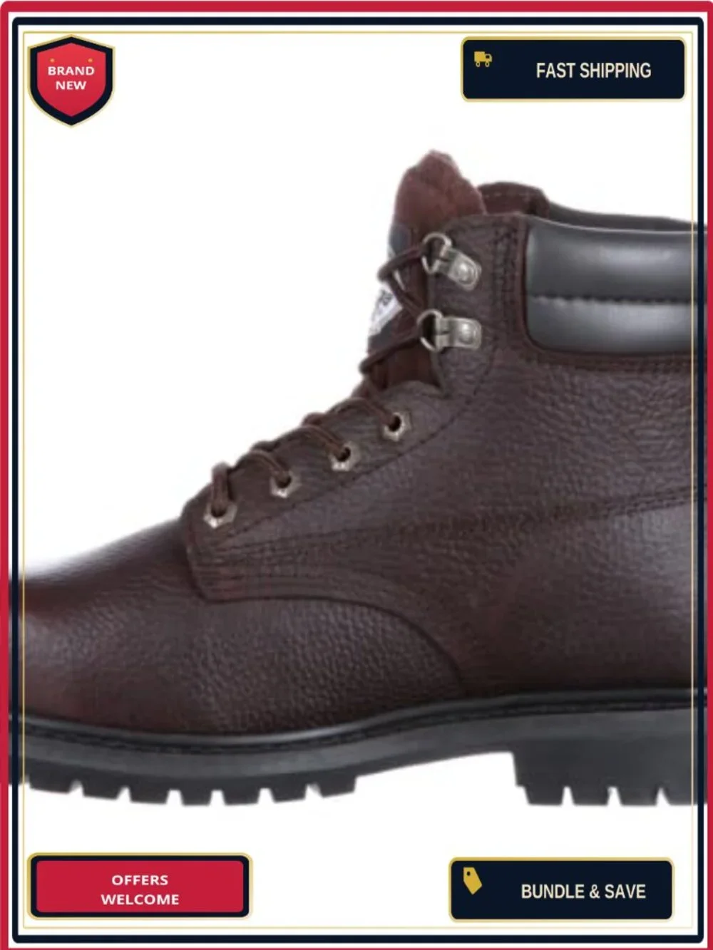 Men's Steel Toe Waterproof Work Boots, Leather, 6